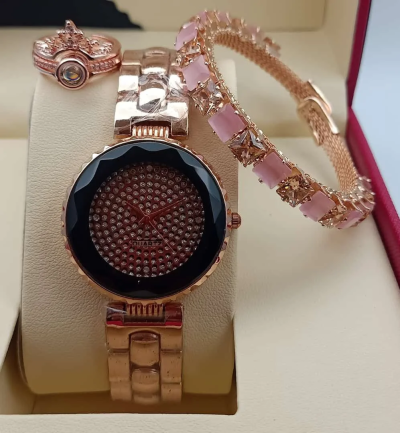 Beautiful Combo of Women Watch, Ring & Earring