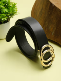 Women Black Solid Genuine Leather Belt