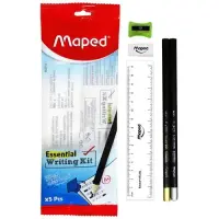 Maped Essentials Writing Kit - Pencils, Eraser, Sharpener & Ruler, For Students, 1 pc