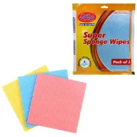 Chakaachak Super Sponge Wipes - Scratch Free Cleaning For Glass, Kitchen Slab, Metal Surface, Appliances, 3 pcs